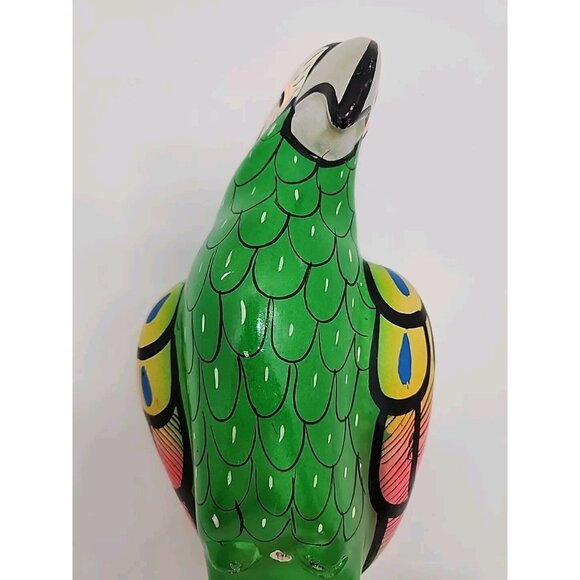 Vintage Hand Painted Ceramic Mexico Folk Art Hanging Parrot 14" - Picture 6 of 9